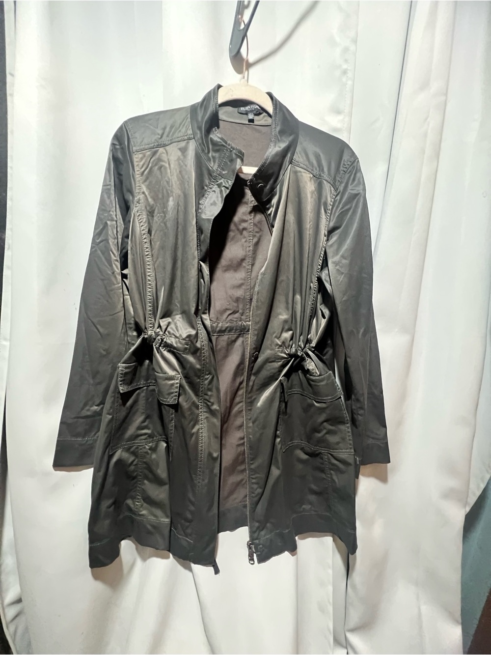 Eileen Fisher Petite Charcoal Drawstring Utility Anorak Zip Front PL - Picture 4 of 10